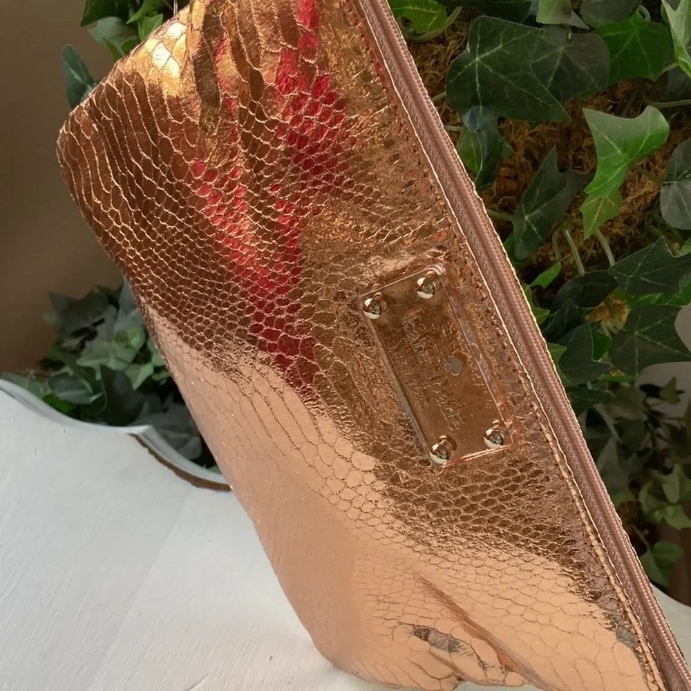 Kate Spade Foiled Again “Gia” Rose Gold Clutch NWNT